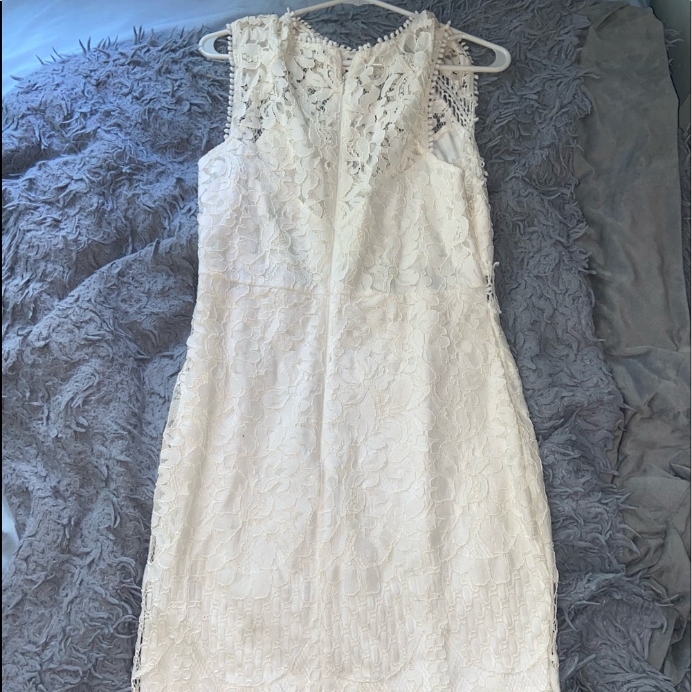 FASHION NOVA White Laced Floral Midi Dress